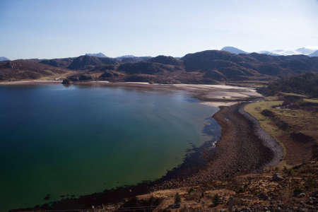 The beach at Gruinard Bay in northern Scotlandの写真素材