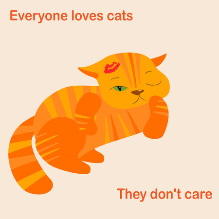 Cat redhead, striped, satisfiedのイラスト素材