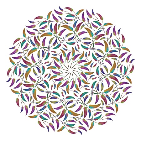 Round ethnic ornament isolated on whiteの写真素材