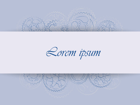 Save the date card or thank you card. Trendy wedding invitation design template with violet colors and gears contour. Elegant vector postcard illustration with cogs and wheels background.のイラスト素材