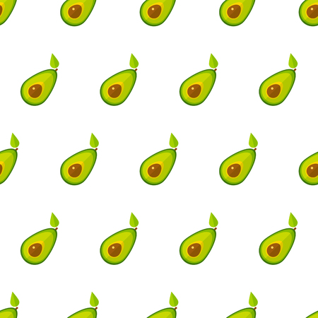 Summer vegetable seamless pattern. Retro style background ornament with geometric order avocado vegetables in bright green colors. Vector illustration for healthy diet decor or season menu template.のイラスト素材
