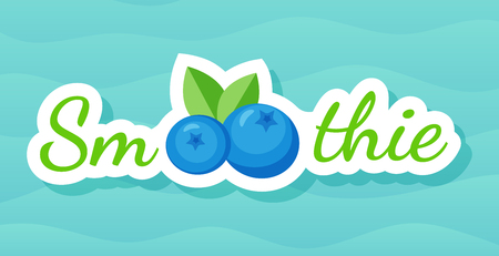 Blue smoothie berry cocktail label vector illustration. Natural fruit with Smoothie sign at fresh smoothies cocktail label for decoration shop label or sale offer banner promotion discount conceptのイラスト素材