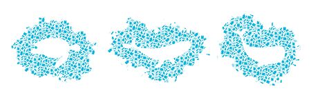 Plastic waste ocean environment problem concept vector illustration. Marine animal silhouette cut in plastic trash flat icon spot, isolated on white background. Environmental protection graphic.のイラスト素材