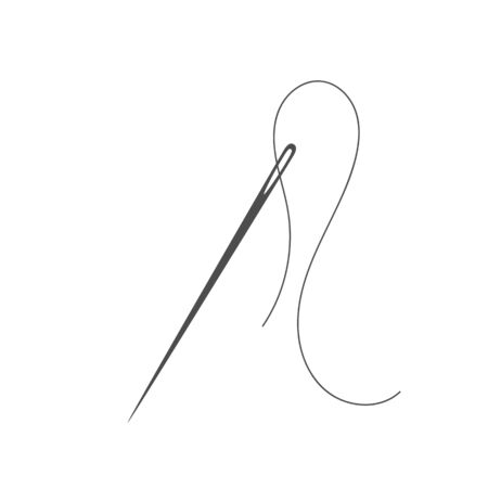 Needle and thread silhouette icon vector illustration. Tailor  with needle symbol and curvy thread isolated on white background. Tailor  template, fashion icon element, needlework instrumentのイラスト素材