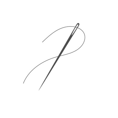 Needle and thread silhouette icon vector illustration. Tailor  with needle symbol and curvy thread isolated on white background. Handmade craft symbol, tailor equipment, needlework skillのイラスト素材