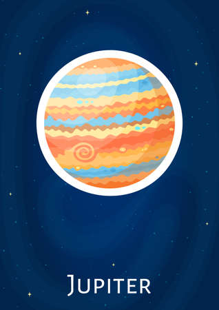 Comic round solar system planet Jupiter sticker.のイラスト素材