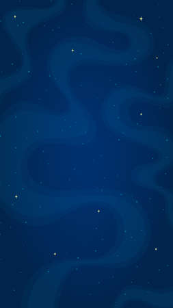 Dark blue space background vector illustration. Flat style vertical space backdrop with abstract star systems on blue color background for astronomy wallpaper design or children science graphic.のイラスト素材