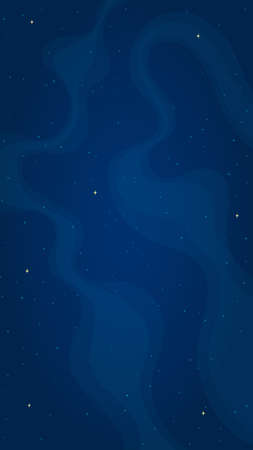 Dark blue space background vector illustration. Flat style vertical space backdrop with abstract star systems on blue color background for astronomy wallpaper design or children science graphic.のイラスト素材