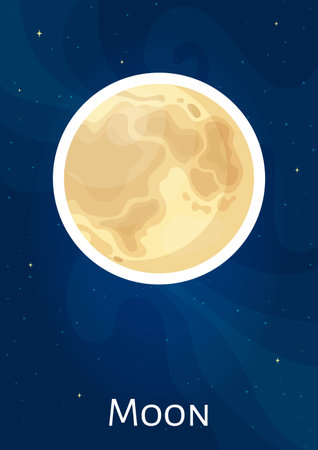 Flat space satelite Moon graphic design sticker.のイラスト素材