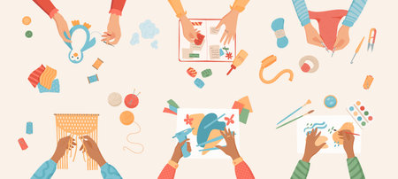 Cartoon DIY craft hobby activity conceptのイラスト素材