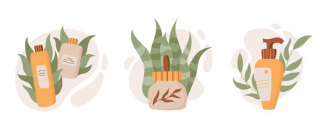 Minimal organic beauty lotion jar set.のイラスト素材