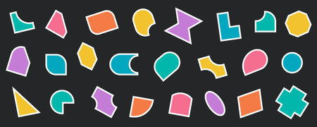 Contemporary organic groovy sticker pack art.のイラスト素材