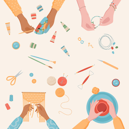 Handicraft DIY art class activity illustration.のイラスト素材