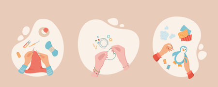 Cartoon creative DIY art workshop background.のイラスト素材