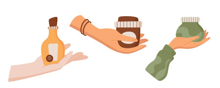 Isolated organic skincare product in hand set.のイラスト素材