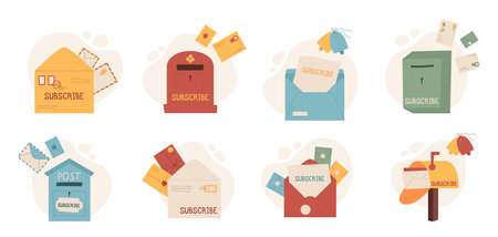 Flat style handmade mailbox newsletter conceptのイラスト素材