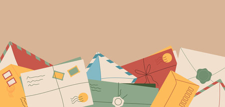 Trendy paper letter background illustrationのイラスト素材