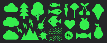 Contemporary organic y2k element graphic set.のイラスト素材
