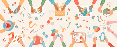 Creative handcraft art class concept background.のイラスト素材