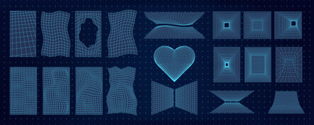 Y2k 3D Wireframe Shapes and Mesh Grids