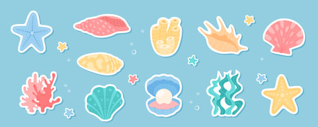 Marine Sea Creatures and Plantsのイラスト素材