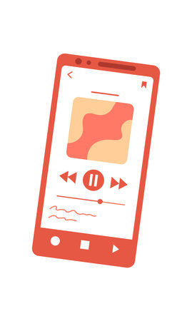 Smartphone With Flat Media App Screenのイラスト素材