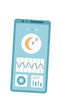 Smartphone Sleep Tracking App In Digital Styleのイラスト素材