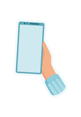 Sticker Of Hand Holding Phoneのイラスト素材
