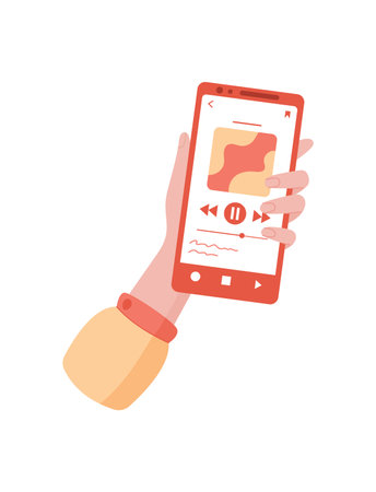 Hand Holds Smartphone Music Appのイラスト素材
