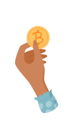 Hand Holding Bitcoin Coinのイラスト素材