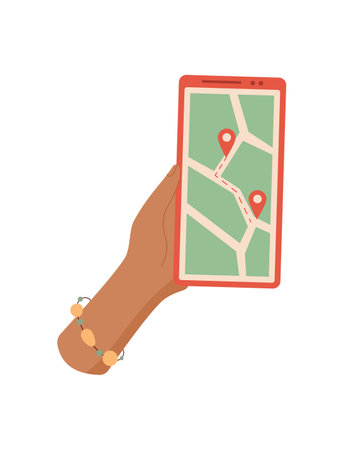 Hand Holds Mobile Gps Appのイラスト素材