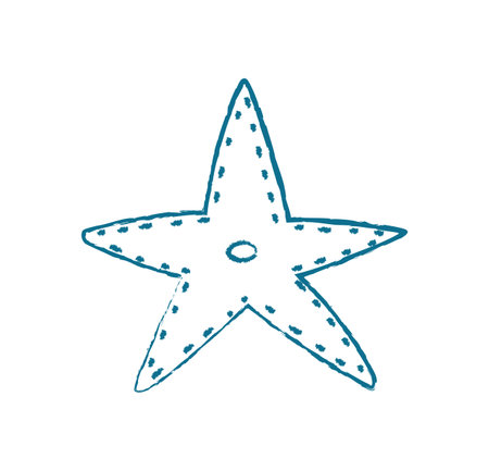 Underwater Starfish Silhouette Chalk Styleのイラスト素材