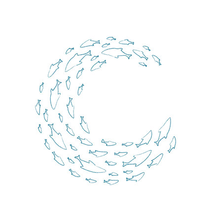 Chalk Fish School Silhouetteのイラスト素材