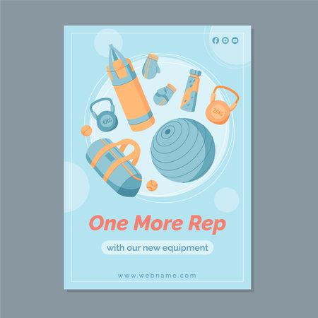 Trendy Flat Gym Training Bannerのイラスト素材