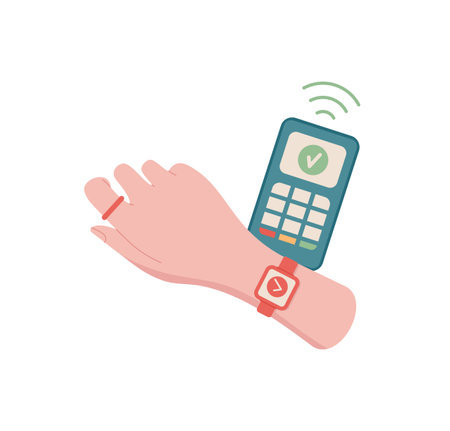 Female Hand Smartwatch Payment Stickerのイラスト素材