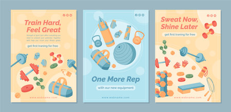 Flat Fitness Banner Design Setのイラスト素材