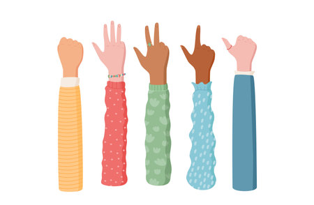 Cartoon Hand Count Gesture Set Flatのイラスト素材