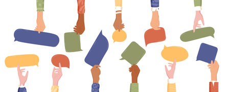 Flat Multicultural Hands And Communityのイラスト素材