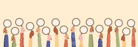 Cartoon Hands Holding Feedback Signsのイラスト素材