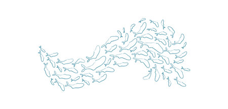 Crayon Fish School Silhouetteのイラスト素材