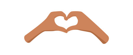 Colorful Flat Hand Heart Symbol Stickerのイラスト素材