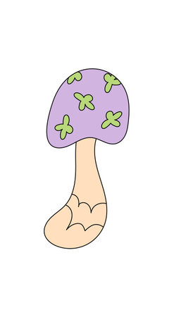 Groovy Psychedelic Retro Mushroom Sticker Cartoonのイラスト素材