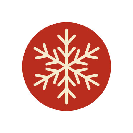 Round Red Snow Flake Sticker Labelのイラスト素材