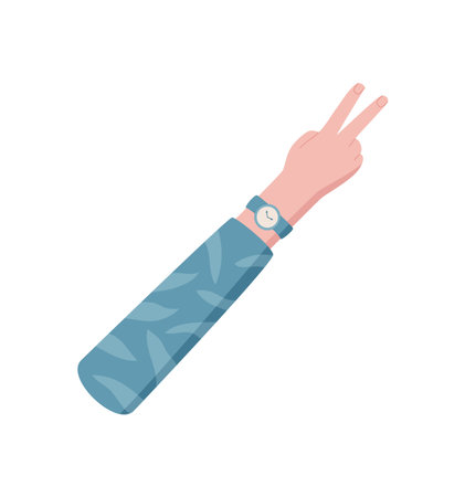 Flat Cartoon Hand Gesture Twoのイラスト素材