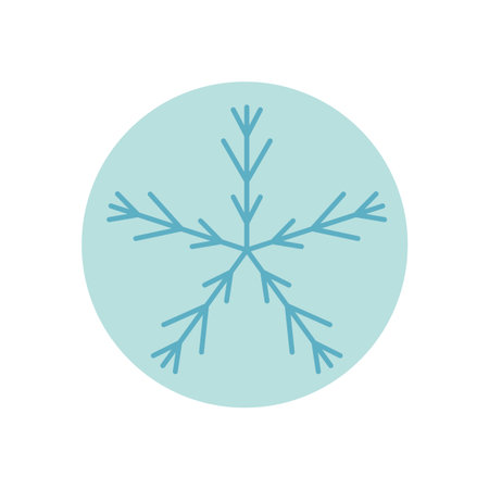 Round Blue Sticker With Snowflake Iconのイラスト素材