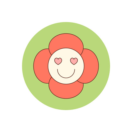 Groovy Retro Sticker Flower Seal Emblemのイラスト素材