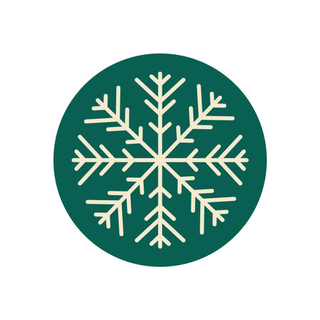Green Round Snow Flake Label Outline