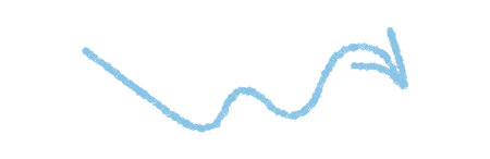 Hand Drawn Wavy Blue Crayon Arrow