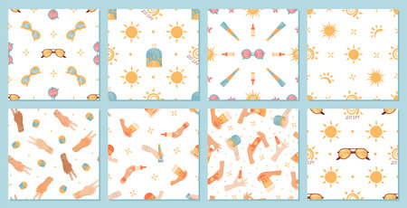 Flat Seamless Pattern With Sunscreen Bottle