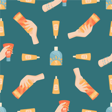 Flat Seamless Pattern Sunscreen Bottle Tube